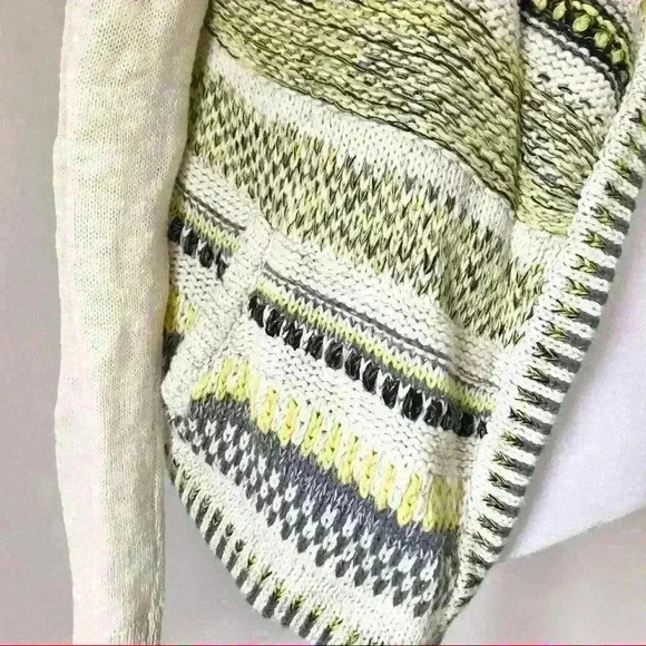 Anthropologie Moth Chaux Metallic Open Front Drape Cardigan Neutral - Picture 6 of 10